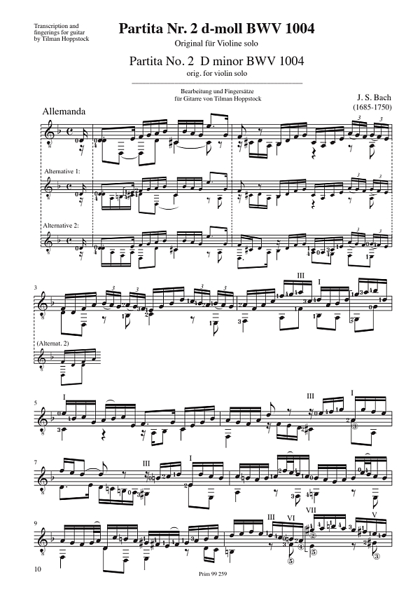 Violinpartita d-Moll Nr.2 BWV1004