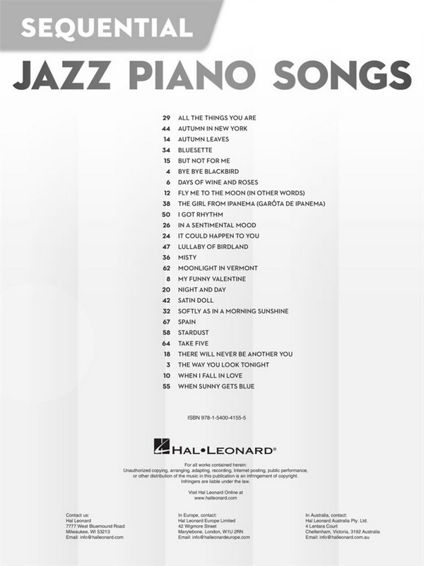 Sequential Jazz Piano Songs: