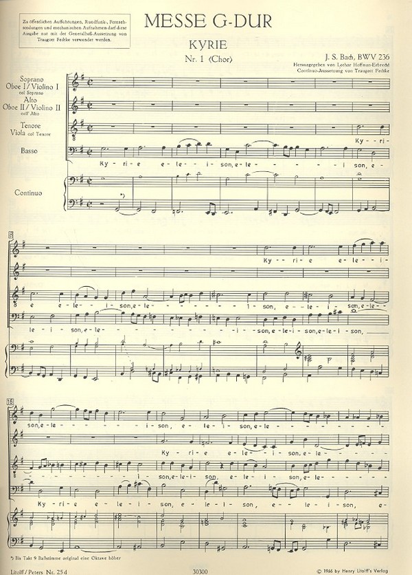 Messe Nr.4 G-Dur BWV 236
