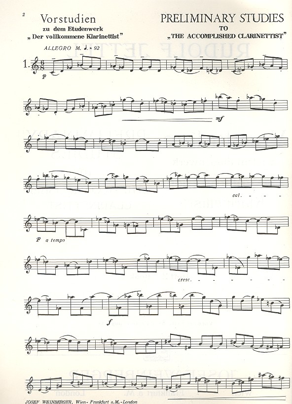Vorstudien zu dem Etüdenwerk "Der Vollkommene Klarinettist" Band 2