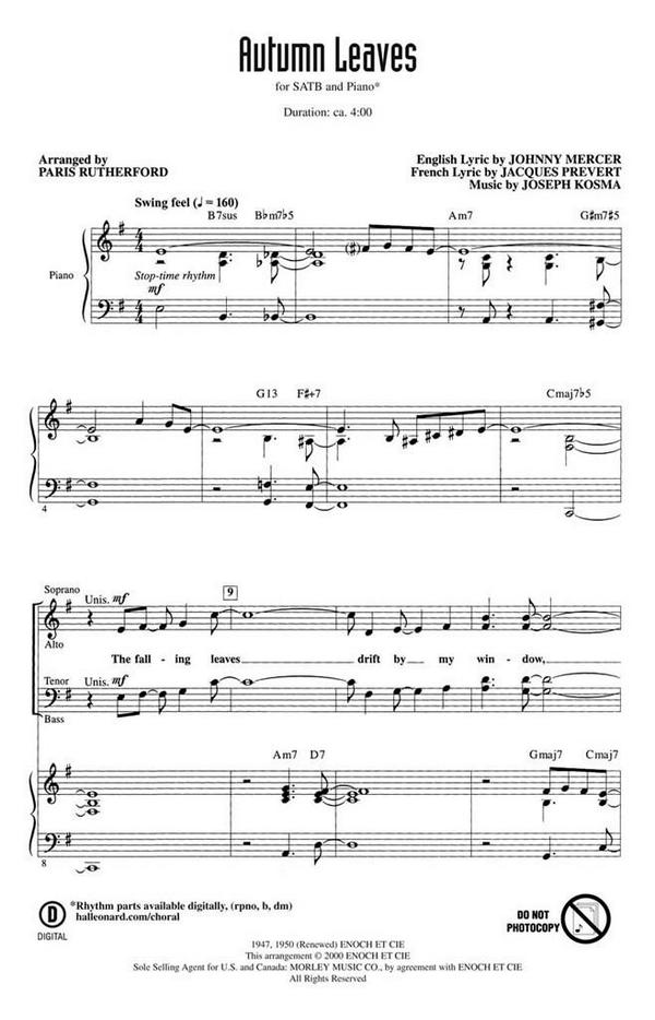 Autumn leaves (Les Feuilles Mortes)