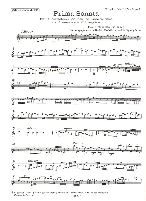 Sonate Nr.1 für 2 Blockflöten (Vl)
