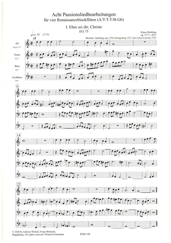 8 Passionsliedbearbeitungen op.227