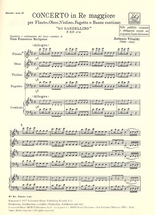 Konzert D-Dur F.XII:9 für Flöte