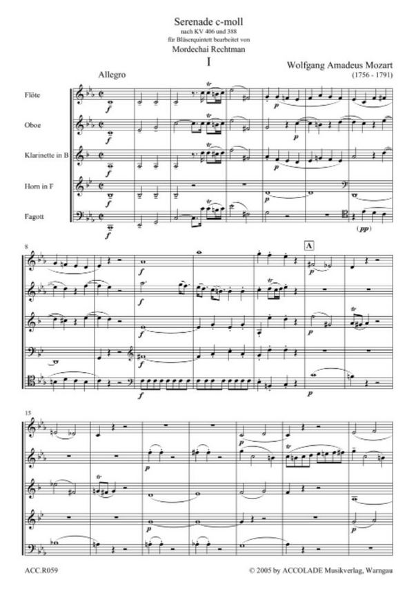 Serenade c-Moll nach KV388 und KV406