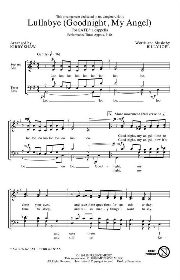 Lullabye for mixed chorus