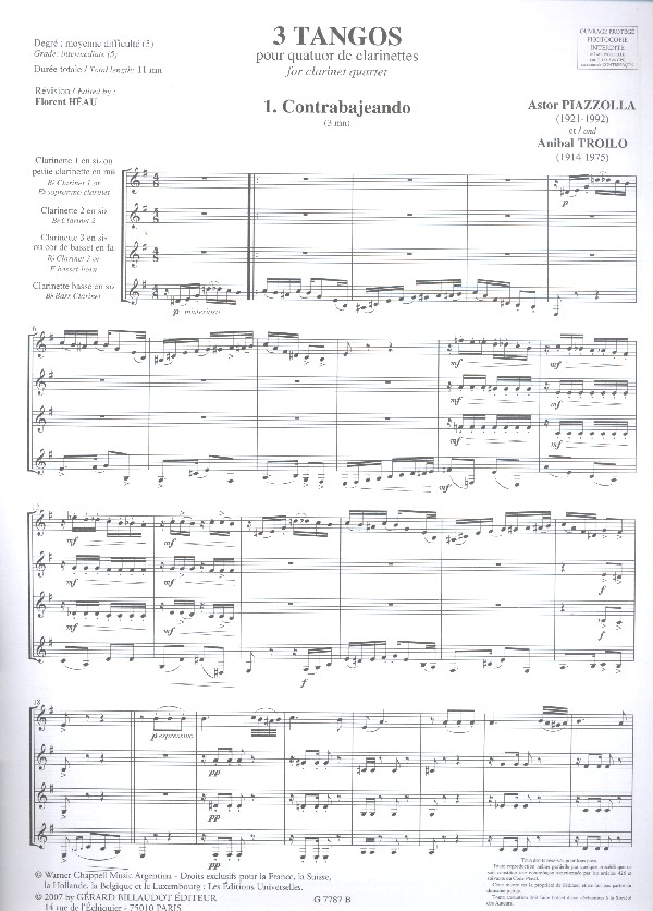 3 tangos pour 4 clarinettes