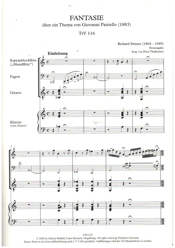 Fantasie über ein Thema von Giovanni Paisiello (TrV 116)