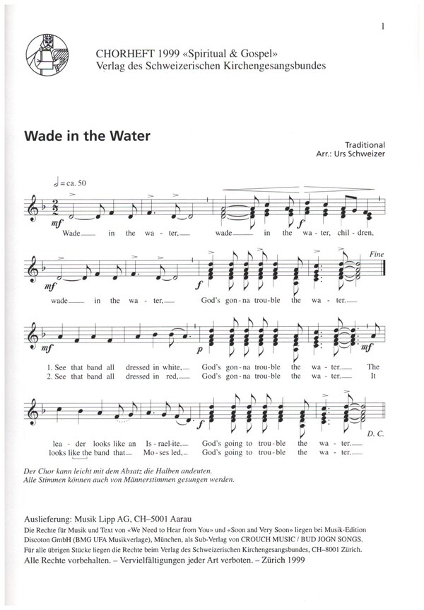 Chorheft 1999 - Spiritual und Gospel