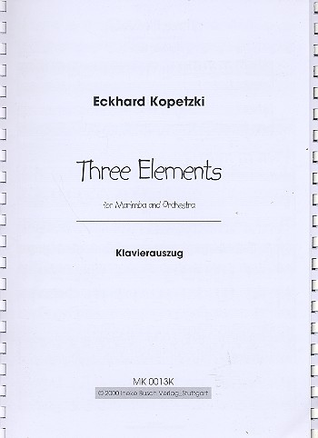 3 Elements für Marimbaphon und Orchester