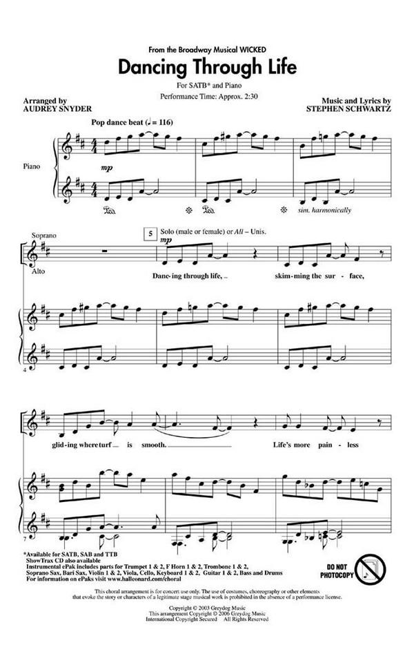 Dancing through Life for mixed chorus