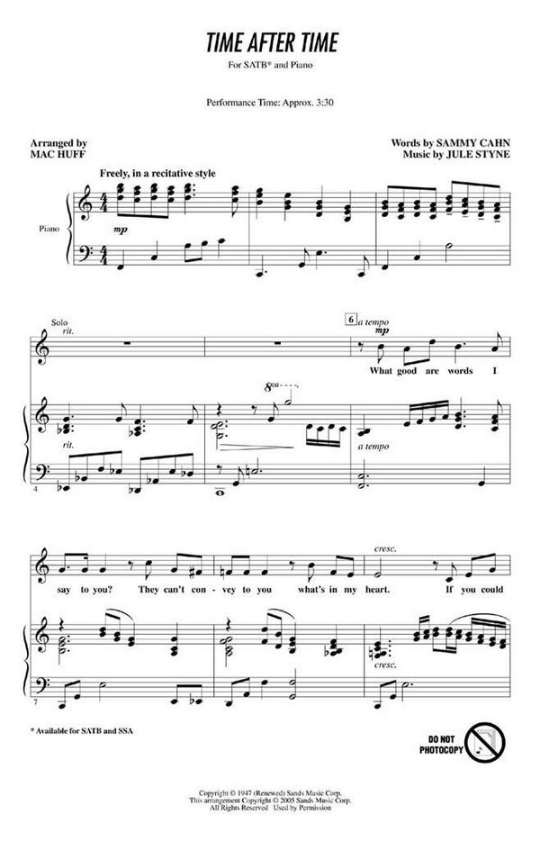 Time after Time for mixed chorus
