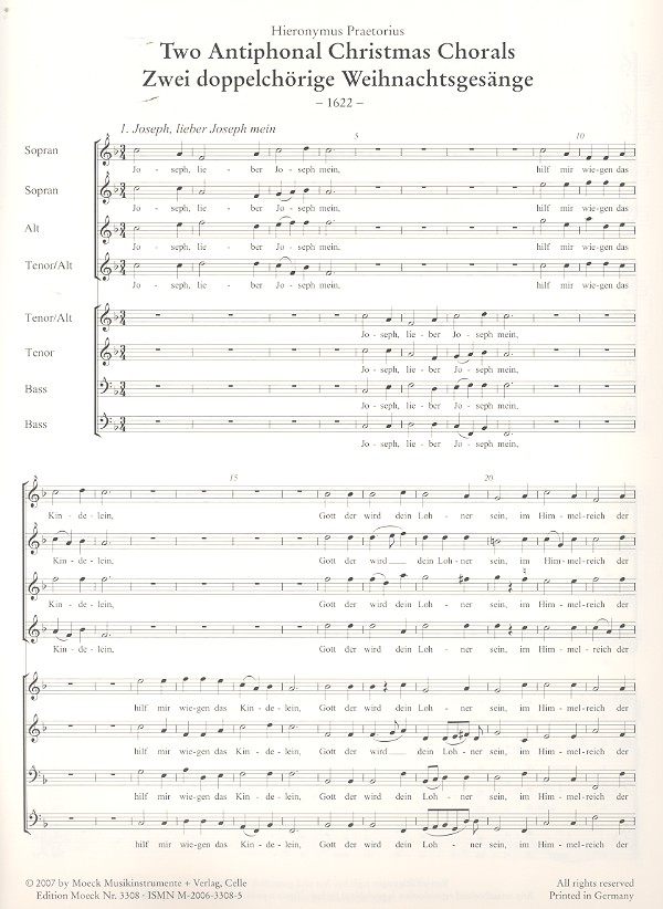 Two Antiphonal Christmas Carols, 1622