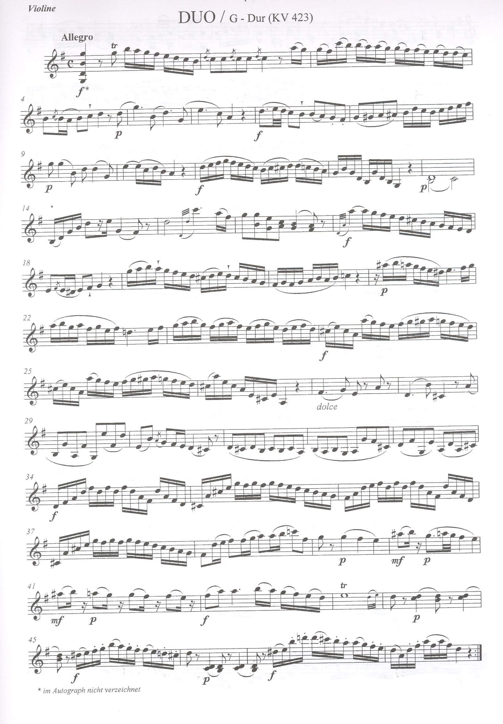 2 Duos G-Dur KV423 und B-Dur KV424