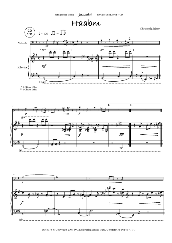 Jazzala (+CD): für Violoncello und Klavier