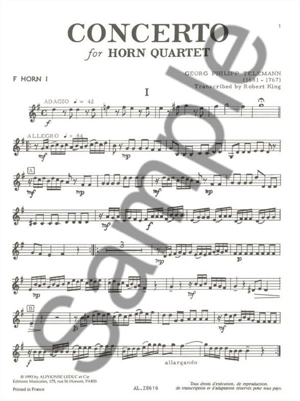 Concerto for 4 horns (or trumpets, clarinets)