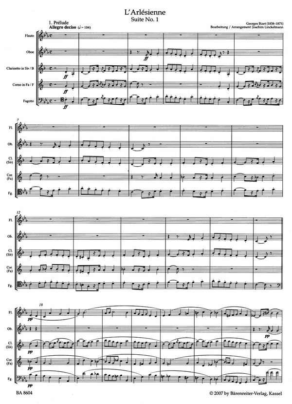 L'Arlésienne-Suite Nr.1 für Flöte, Oboe,