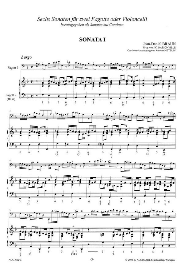 6 Sonaten Band 1 für Fagott