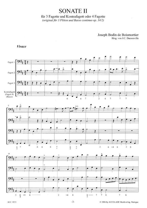 Sonate D-Dur op.34,2 für 4 Fagotte