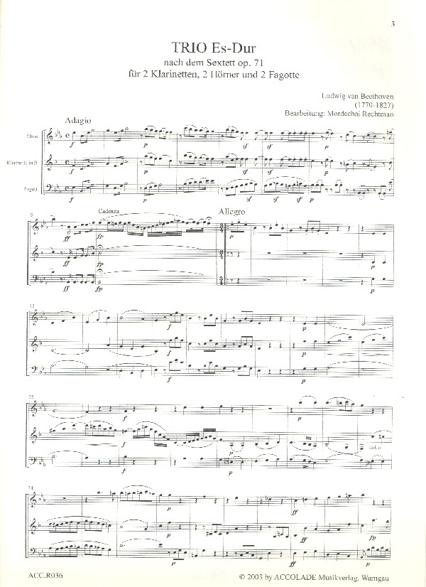 Trio Es-Dur nach dem Sextett op.71