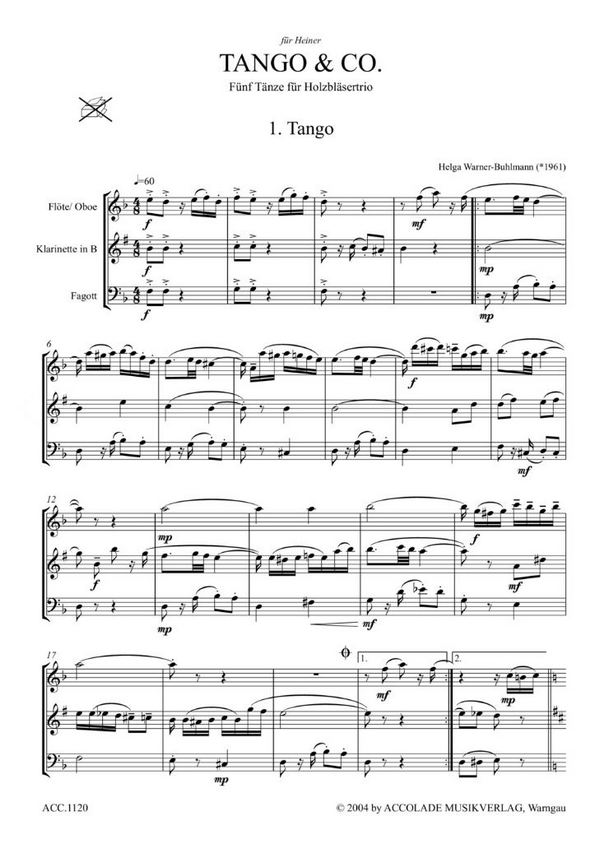 Tango und Co für Flöte (Oboe),