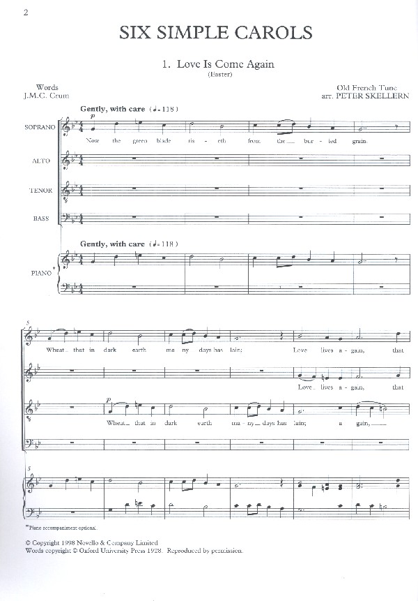 6 simple Carols for mixed chorus