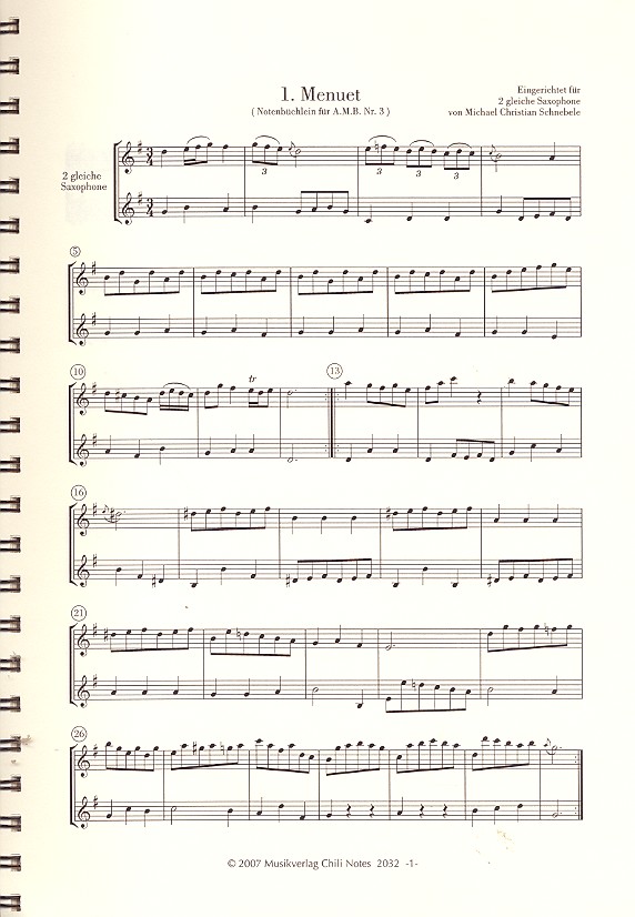 Notenbüchlein für Anna Magdalena Bach