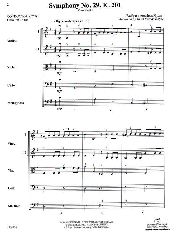 Symphony no.29 KV201 - Movement 1