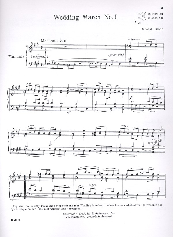4 Wedding Marches for organ