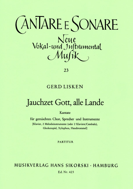 Jauchzet Gott, alle Lande für gem Chor,