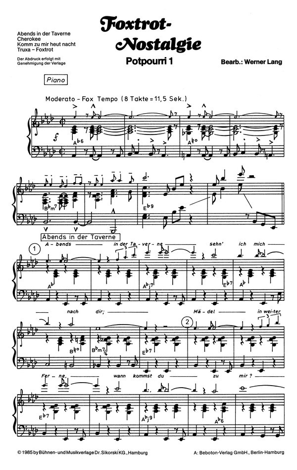 Foxtrot-Nostalgie Potpourri 1/2: für