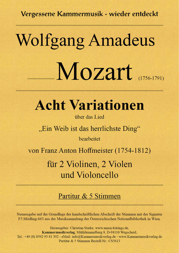 8 Variationen über das Lied "Ein Weib ist das herrlichste Ding" KV613