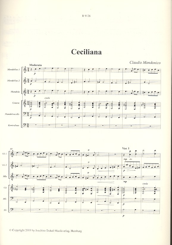 Celiliana für 2 Mandolinen, Mandola,