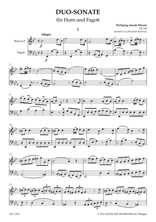Sonate Es-Dur KV292