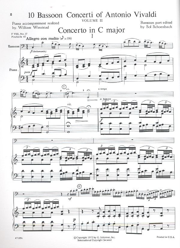 10 Concerti vol.2 for bassoon and piano