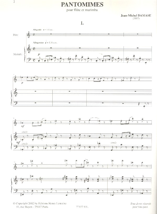 Pantomimes for flute and marimba
