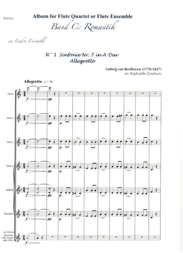 Album für Flötenquartett oder Flötenensemble- Band C Romantik 1