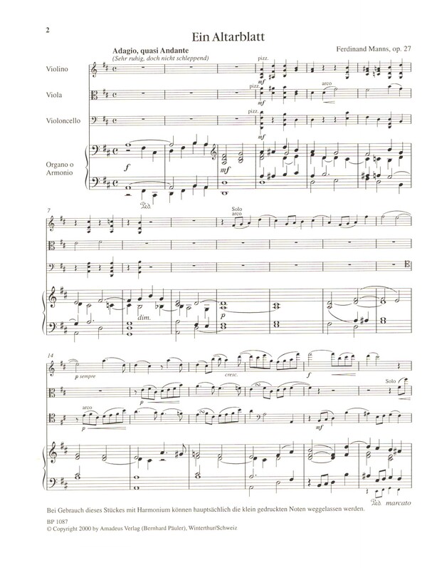 Ein Altarblatt op.27 für Violine, Viola