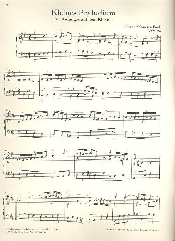 Leichte Klaviermusik Gratisausgabe