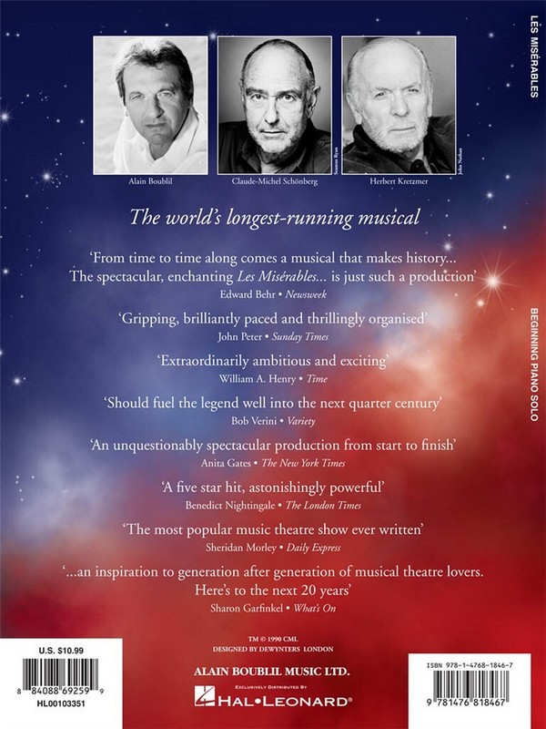 Les Misérables: for beginning piano