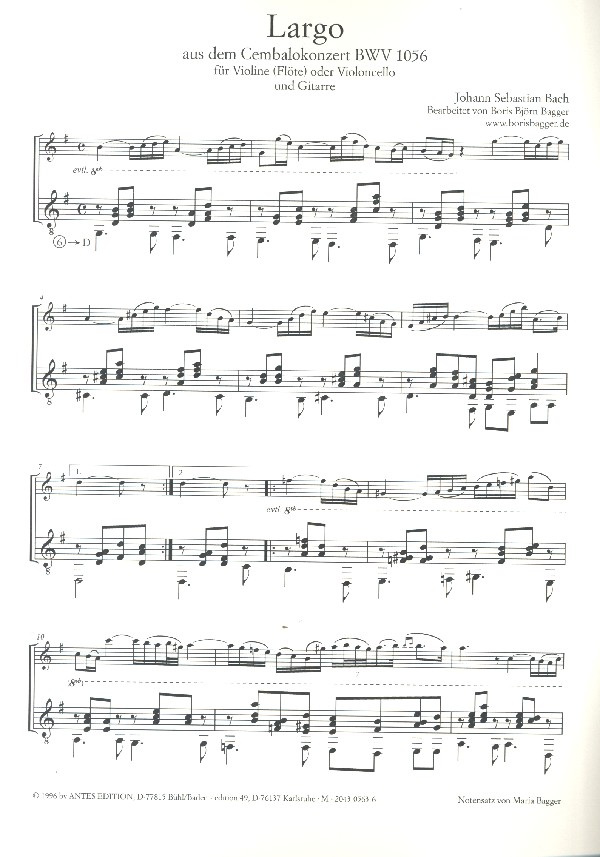 Largo aus dem Cembalokonzert BWV1056