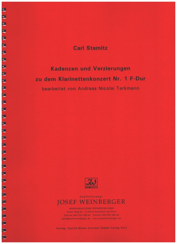 Kadenzen und Verzierungen zum Klarinettenkonzert F-Dur Nr.1