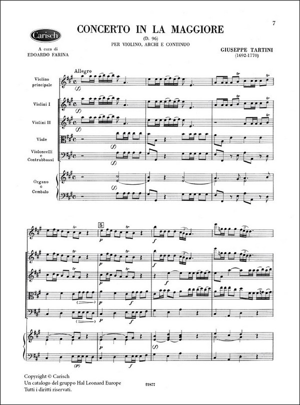 Konzert A-Dur D96 für Violine,