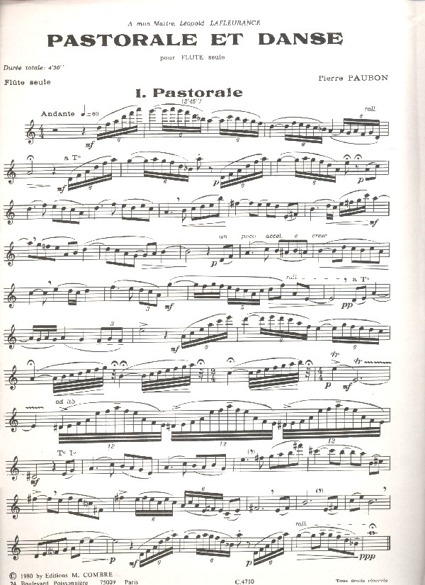 Pastorale et danse pour flute