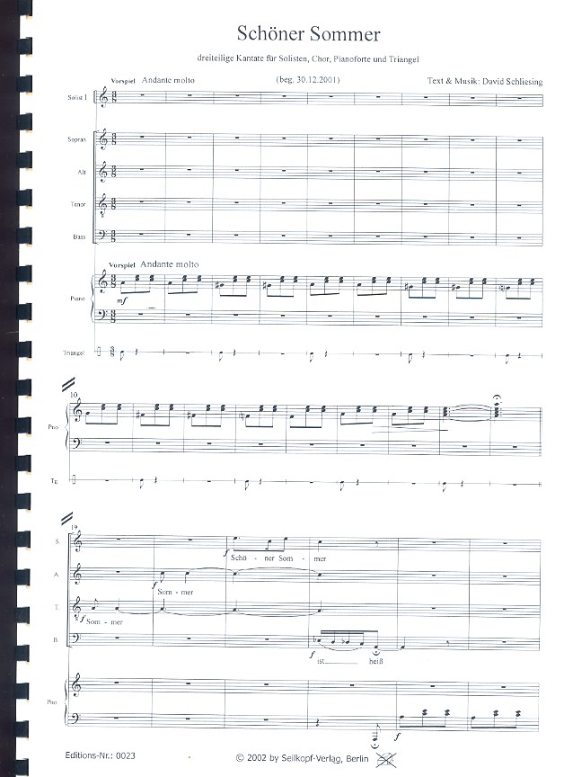 Schöner Sommer für Solisten, gem Chor,