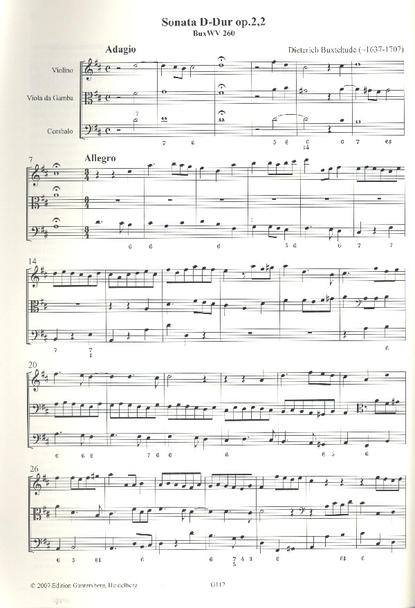 Sonata D-Dur op.2,2 BuxWV260 für