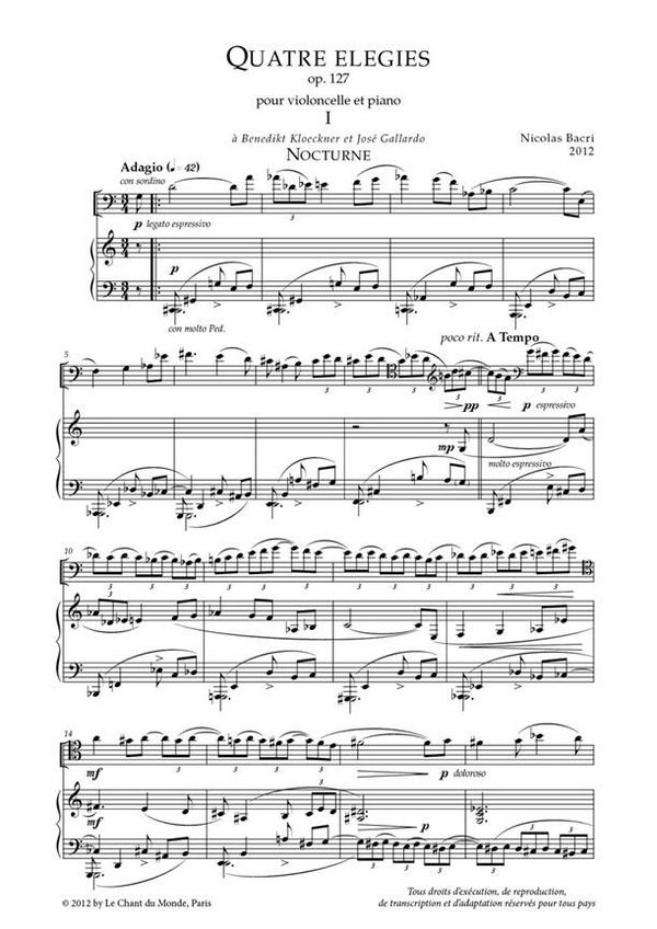 Quatre élégies op.127