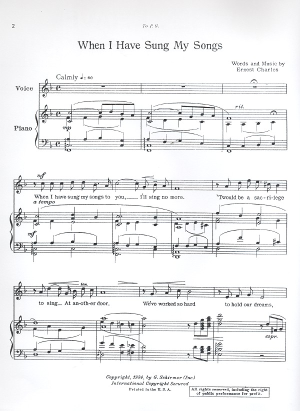 When I have sung my Songs