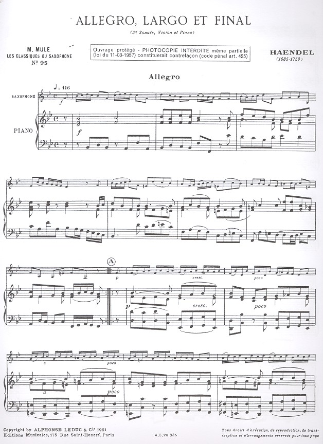 Allegro Largo et Finale de sonate no.3