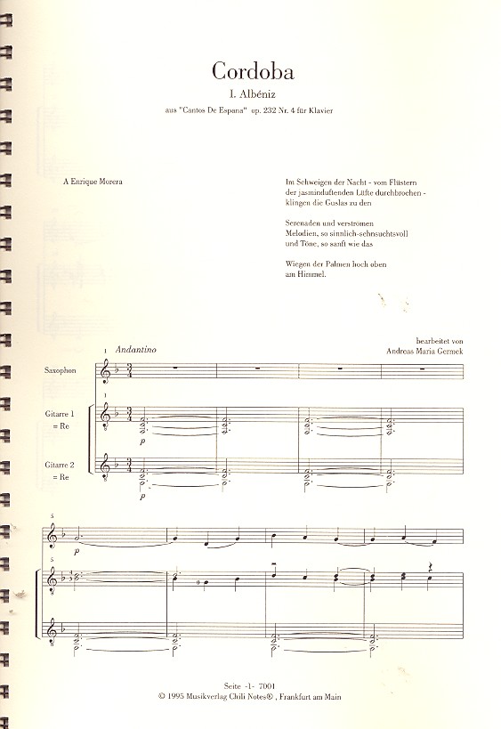 Cordoba op.232,4 für Sopransaxophon